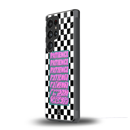 patience checkered back phone cover | glass case for samsung galaxy s25 ultra