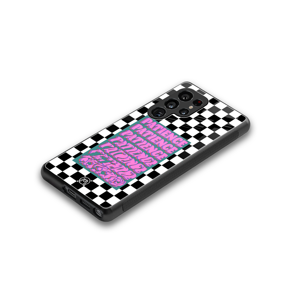patience checkered back phone cover | glass case for samsung galaxy s25 ultra