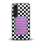patience checkered back phone cover | glass case for samsung galaxy s24 plus