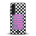 patience checkered back phone cover | glass case for samsung galaxy s23 plus