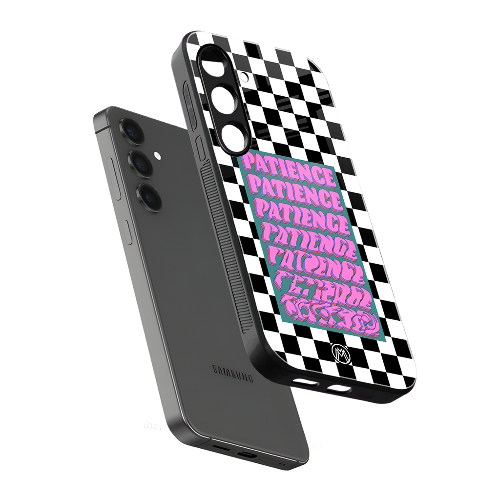 patience checkered back phone cover | glass case for samsung galaxy s24