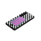 patience checkered back phone cover | glass case for samsung galaxy s24 plus