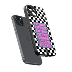 patience checkered back phone cover | glass case for iphone 15