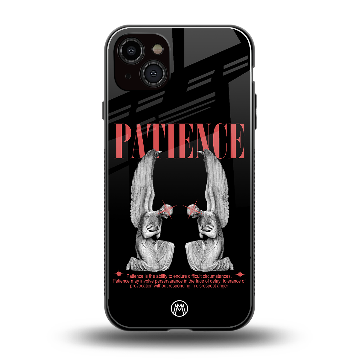 patience back phone cover | glass case for iphone 15 plus