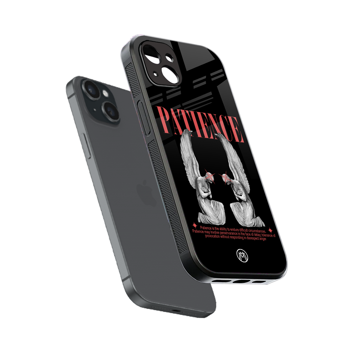 patience back phone cover | glass case for iphone 15 plus