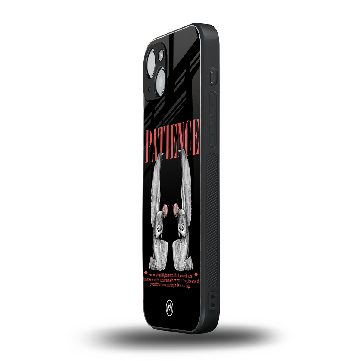 patience back phone cover | glass case for iphone 15 plus