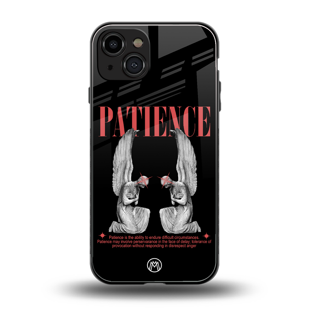 patience back phone cover | glass case for iphone 15