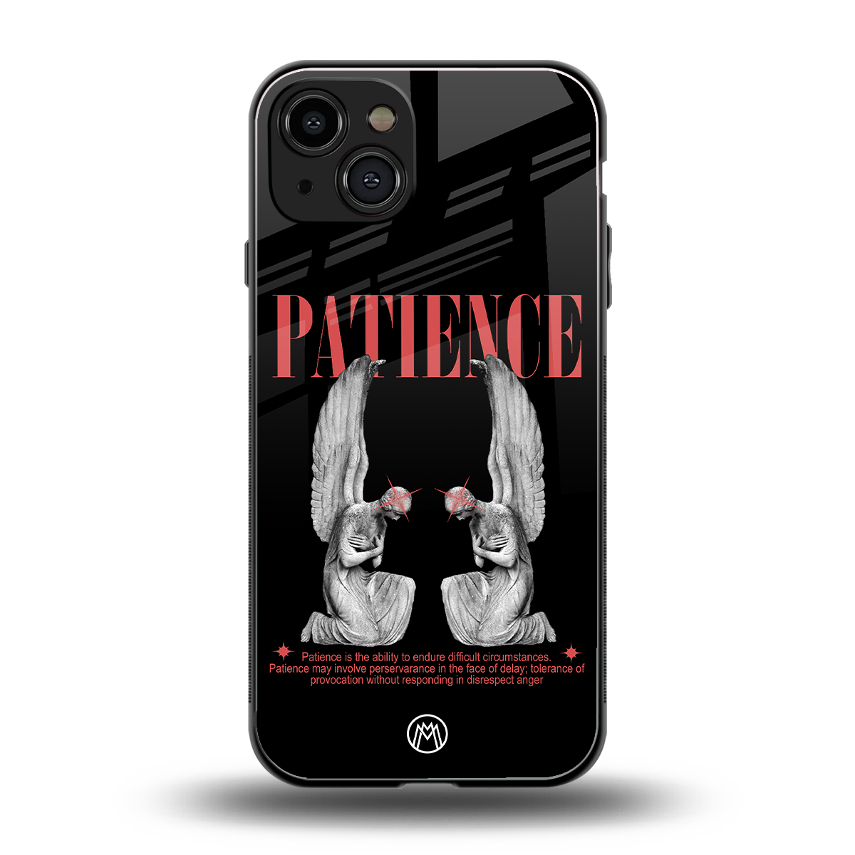 patience back phone cover | glass case for iphone 15