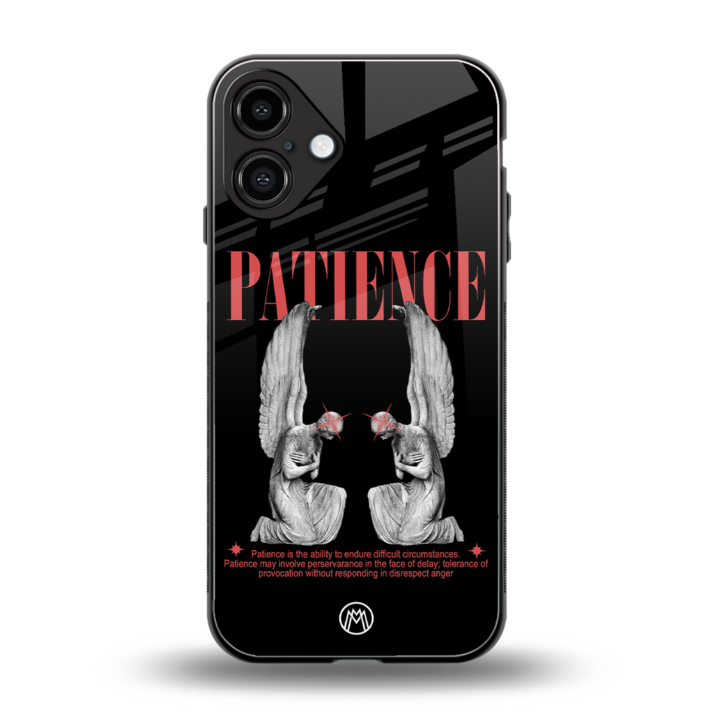 patience back phone cover | glass case for iphone 16 plus