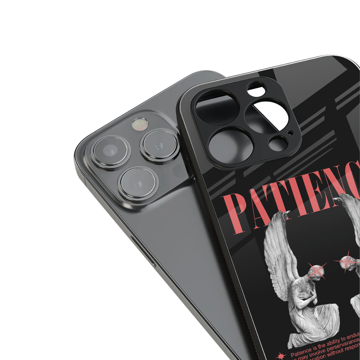 patience back phone cover | glass case for iphone 16 pro max