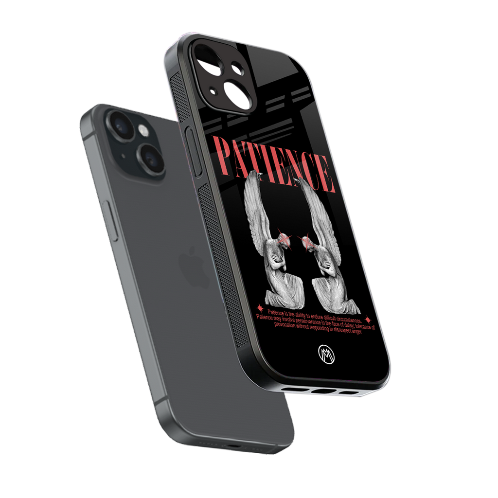 patience back phone cover | glass case for iphone 15