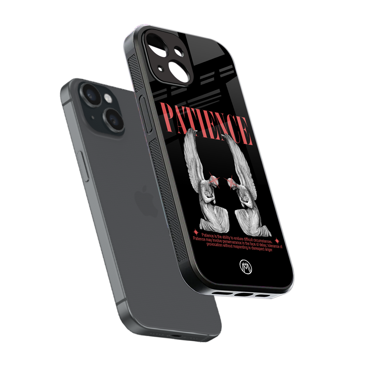 patience back phone cover | glass case for iphone 15