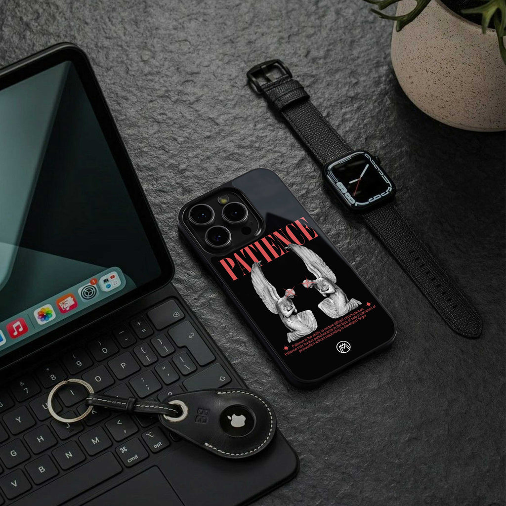 patience back phone cover | glass case for iphone 14 pro max