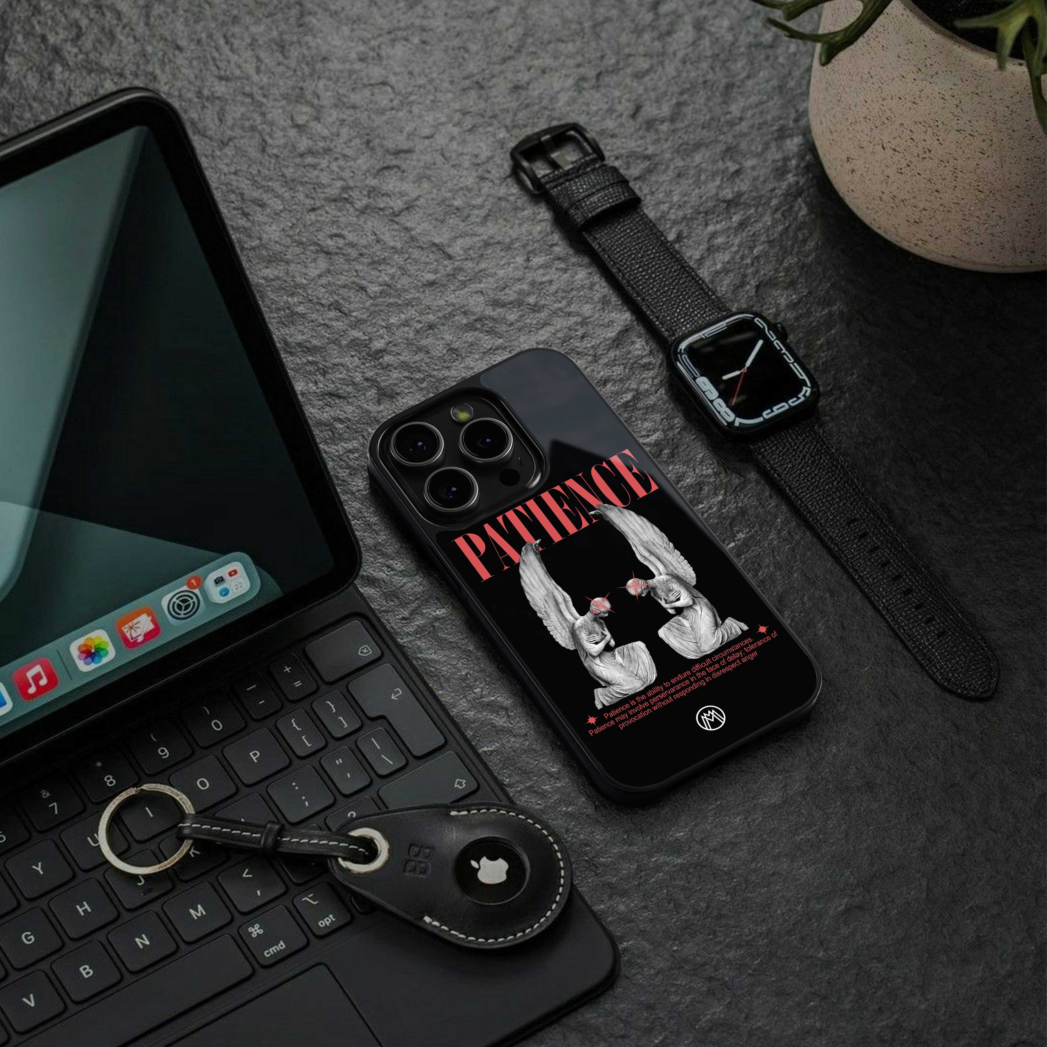 patience back phone cover | glass case for iphone 14 pro max