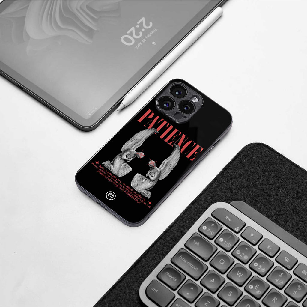 patience back phone cover | glass case for iphone 14 pro max