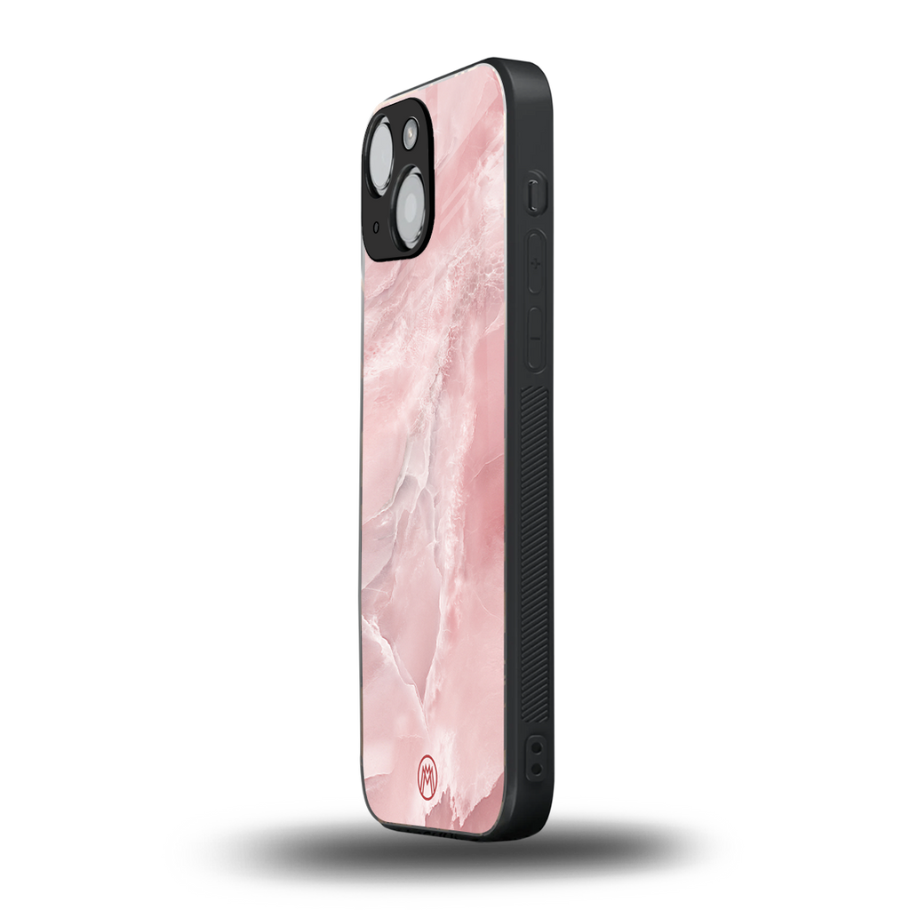 peachy glam back phone cover | glass case for iphone 13 mini
