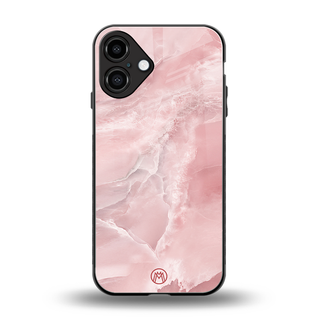 peachy glam back phone cover | glass case for iphone 16 plus