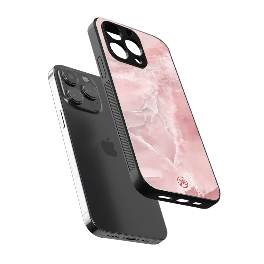peachy glam back phone cover | glass case for iphone 16 pro max