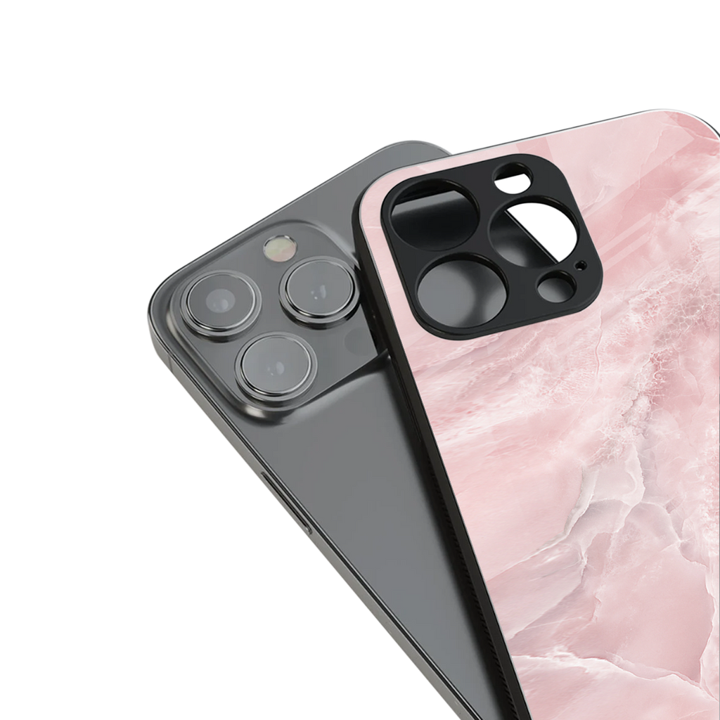 peachy glam back phone cover | glass case for iphone 16 plus