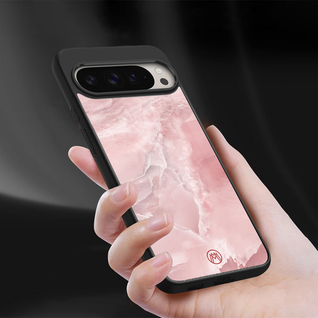 peachy glam back phone cover | glass case for google pixel 9 pro
