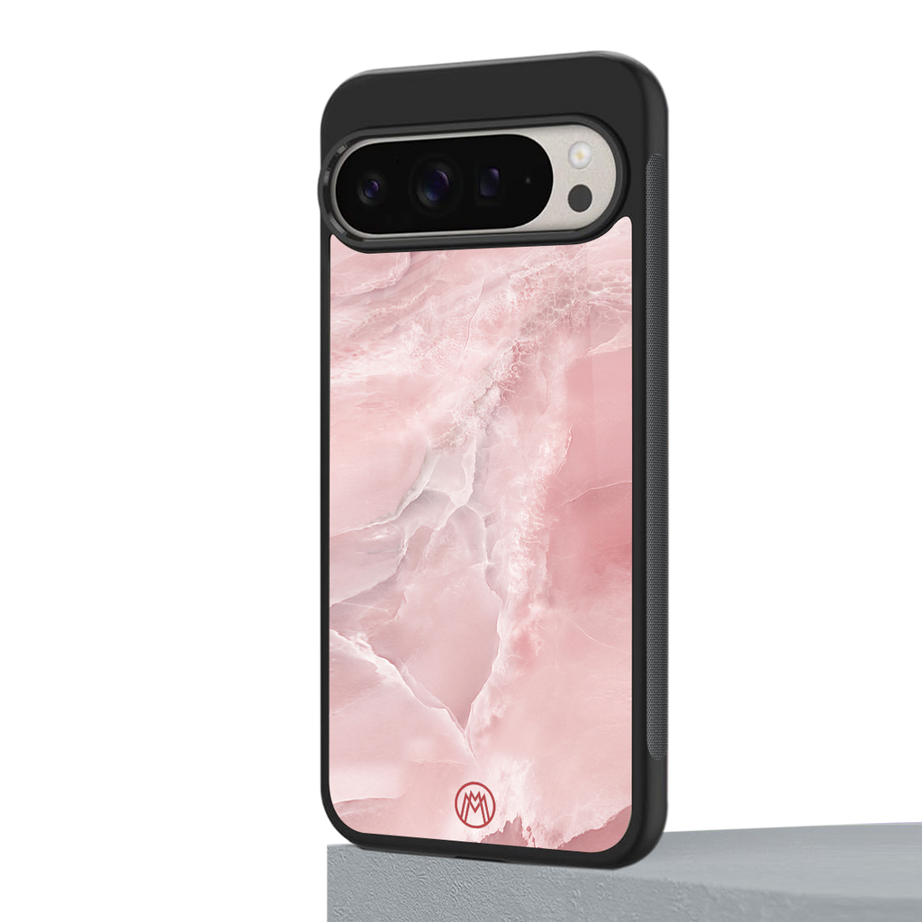 peachy glam back phone cover | glass case for google pixel 9 pro