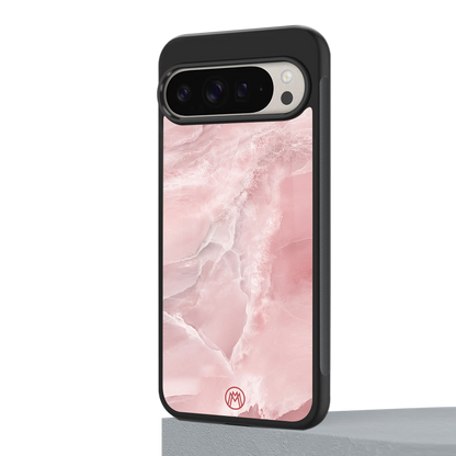 peachy glam back phone cover | glass case for google pixel 9 pro xl