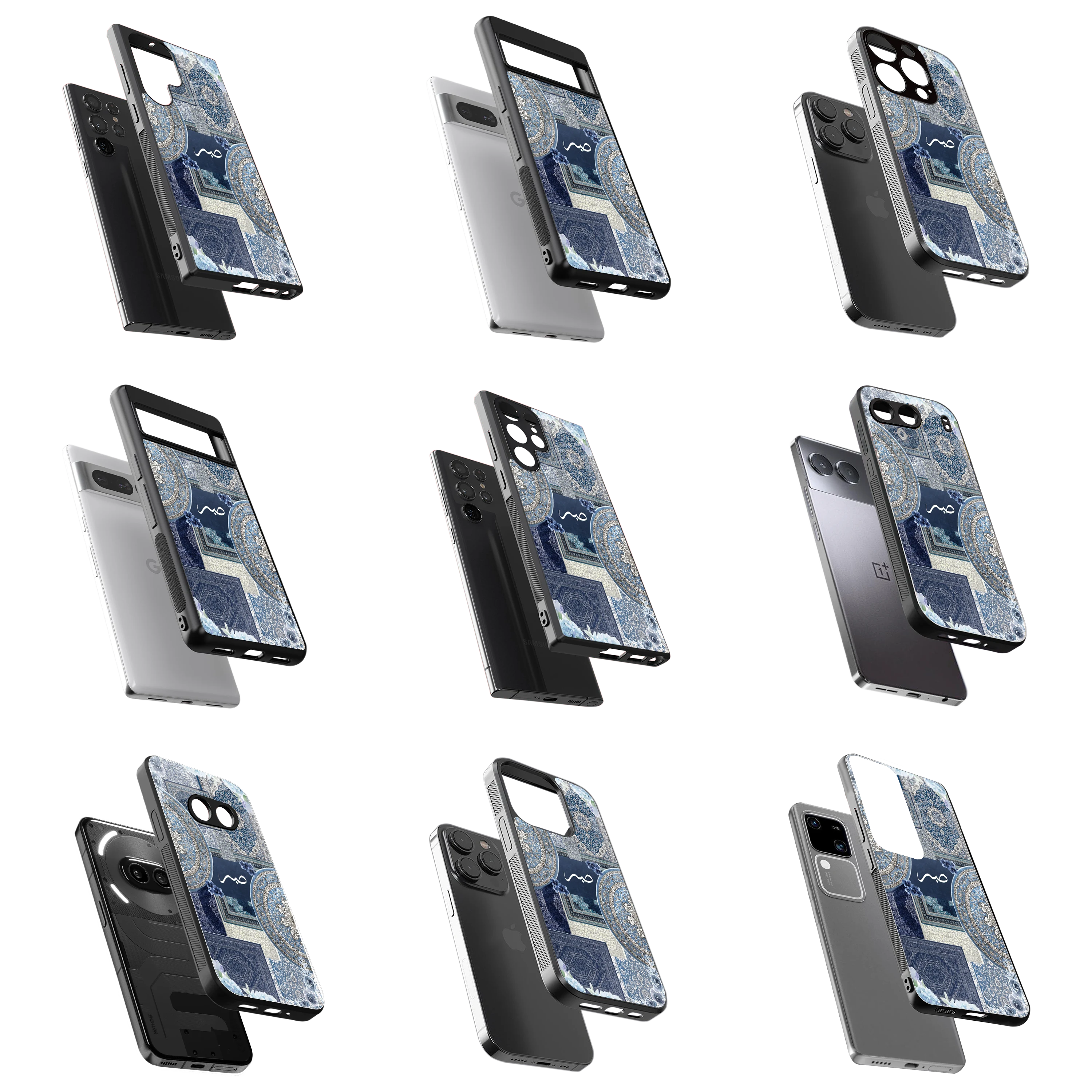 Durable Glass Back Mobile Case for iPhone, Samsung, OnePlus, Google Pixel, Redmi, Vivo, Oppo