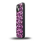 pink leopard fur back phone cover | glass case for iphone 13 mini