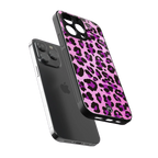 pink leopard fur back phone cover | glass case for iphone 13 pro max