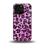 pink leopard fur back phone cover | glass case for iphone 13 pro