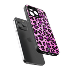 pink leopard fur back phone cover | glass case for iphone 13 pro