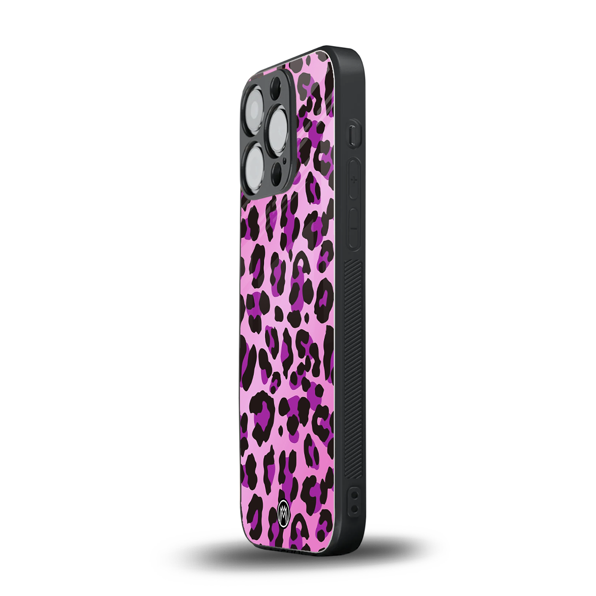 pink leopard fur back phone cover | glass case for iphone 13 pro