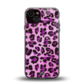 pink leopard fur back phone cover | glass case for iphone 13