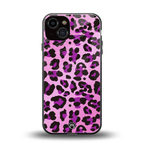 pink leopard fur back phone cover | glass case for iphone 13