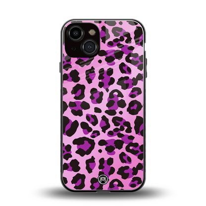 pink leopard fur back phone cover | glass case for iphone 13