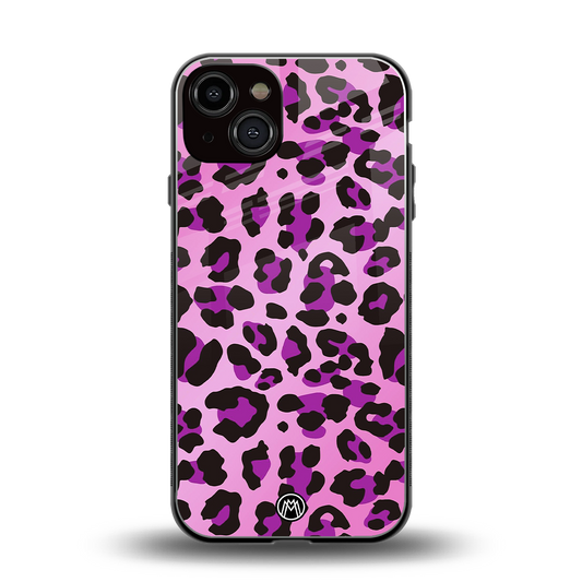 pink leopard fur back phone cover | glass case for iphone 13