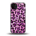 pink leopard fur back phone cover | glass case for iphone 14 plus