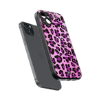 pink leopard fur back phone cover | glass case for iphone 14 plus