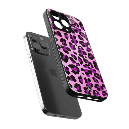 pink leopard fur back phone cover | glass case for iphone 14 pro max
