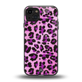 pink leopard fur back phone cover | glass case for iphone 15