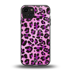 pink leopard fur back phone cover | glass case for iphone 15