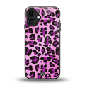 pink leopard fur back phone cover | glass case for iphone 16 plus