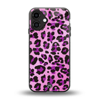 pink leopard fur back phone cover | glass case for iphone 16 plus