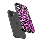 pink leopard fur back phone cover | glass case for iphone 16 plus