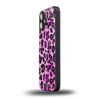 pink leopard fur back phone cover | glass case for iphone 16 plus