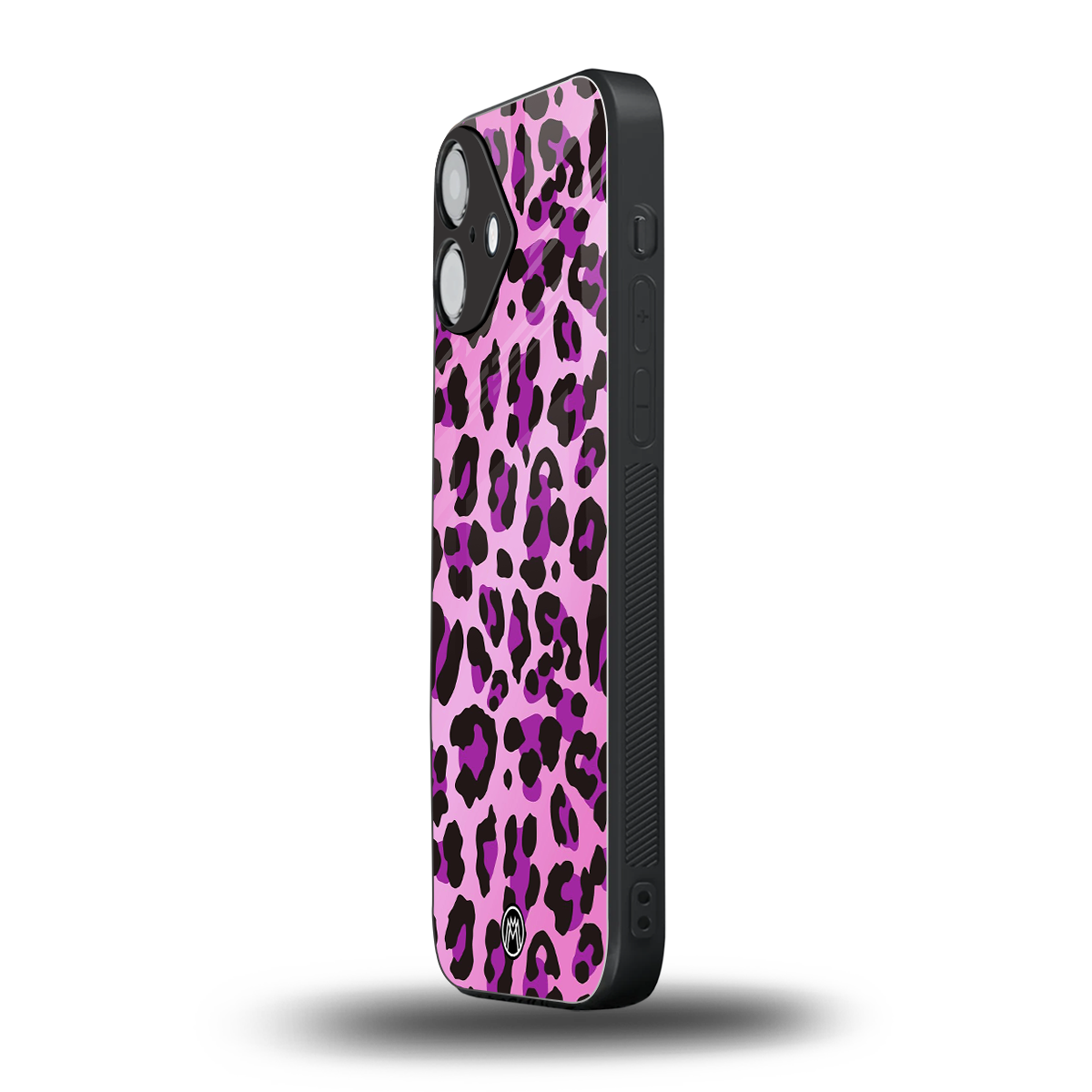 pink leopard fur back phone cover | glass case for iphone 16 plus