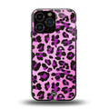 pink leopard fur back phone cover | glass case for iphone 16 pro max