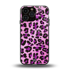 pink leopard fur back phone cover | glass case for iphone 16 pro max