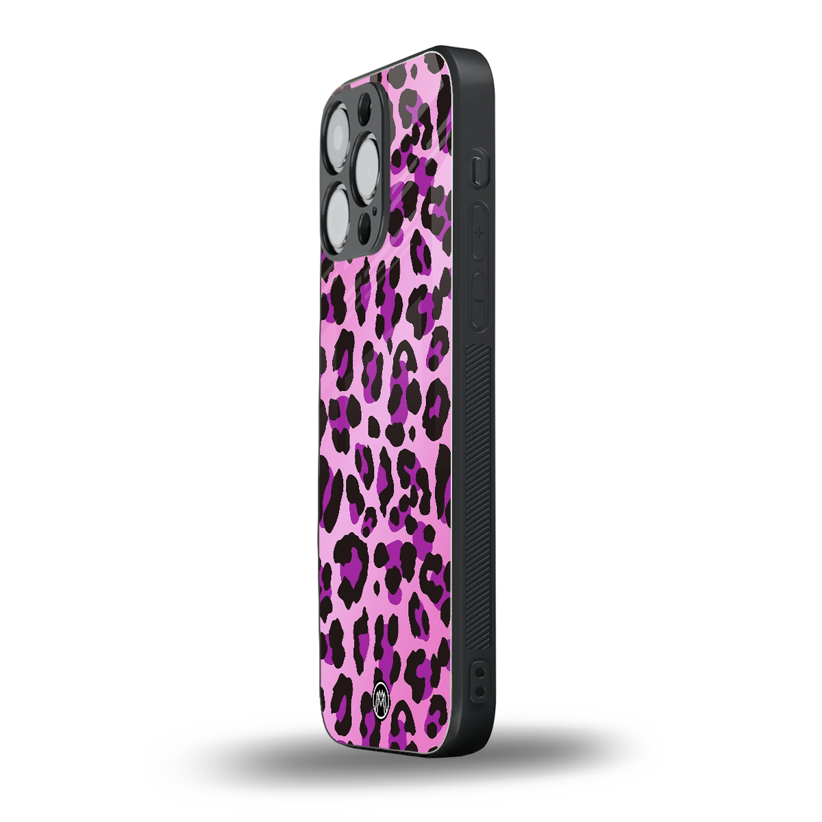 pink leopard fur back phone cover | glass case for iphone 16 pro max