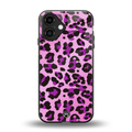 pink leopard fur back phone cover | glass case for iphone 16